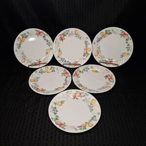 Corelle Chutney SET OF 6 Dessert Bread/ Butter Plates Swirl Edge Fruit 7.25"